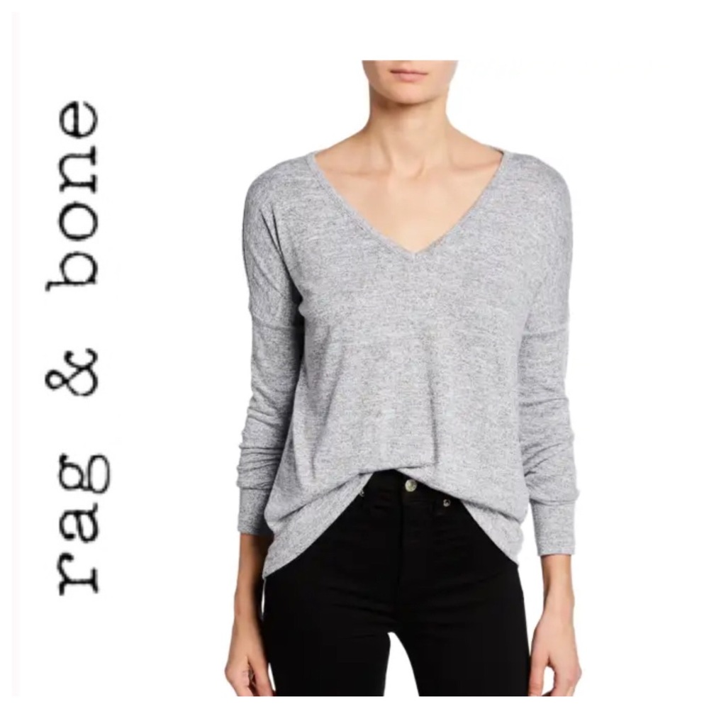 RAG & BONE V NECK LONG SLEEVED TEE SHIRT SMALL